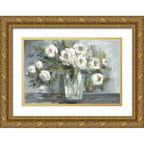 Soft Blooms Still Life Gold Ornate Wood Framed Art Print with Double Matting by Tre Sorelle Studios
