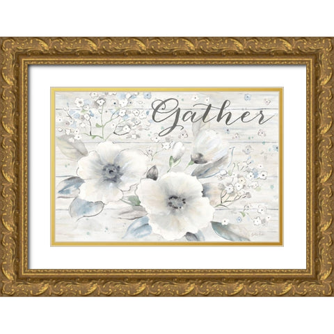 Vintage Bouquet on Wood Sentiment Gold Ornate Wood Framed Art Print with Double Matting by Coulter, Cynthia