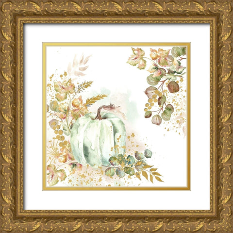 Ghost Pumpkin Harvest square Gold Ornate Wood Framed Art Print with Double Matting by Tre Sorelle Studios