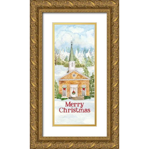 Christmas Village vertical I Gold Ornate Wood Framed Art Print with Double Matting by Reed, Tara