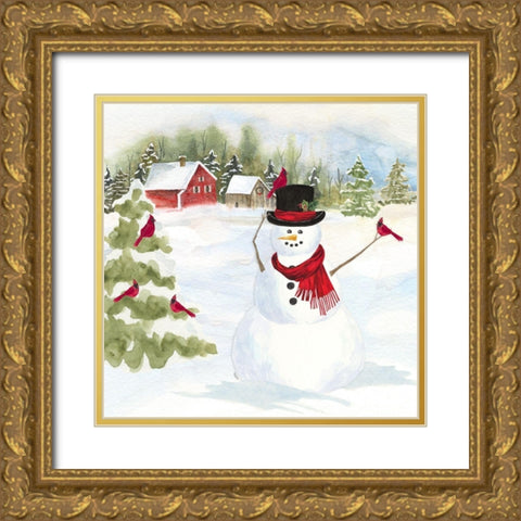 Snowman Christmas IV Gold Ornate Wood Framed Art Print with Double Matting by Reed, Tara