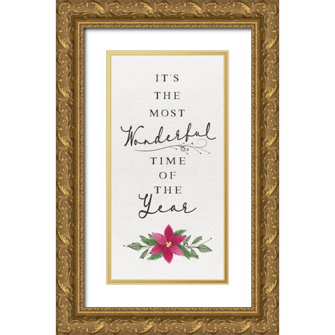 Cozy Christmas Panel II Gold Ornate Wood Framed Art Print with Double Matting by Hartworks