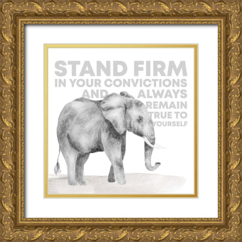 Serengeti Sentiment neutral I-Elephant Gold Ornate Wood Framed Art Print with Double Matting by Reed, Tara