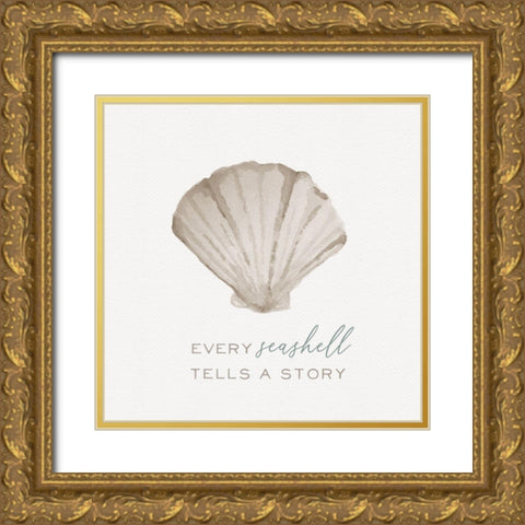 Sandy Shell Gold Ornate Wood Framed Art Print with Double Matting by Hartworks