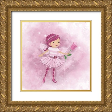 Purple Fairy I Gold Ornate Wood Framed Art Print with Double Matting by Hartworks