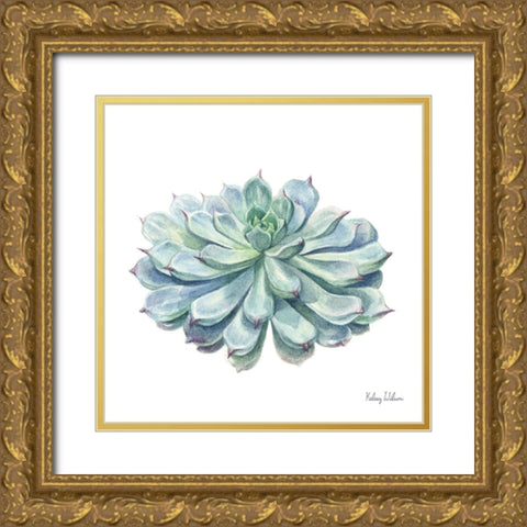 Single Succulents I Gold Ornate Wood Framed Art Print with Double Matting by Wilson, Kelsey