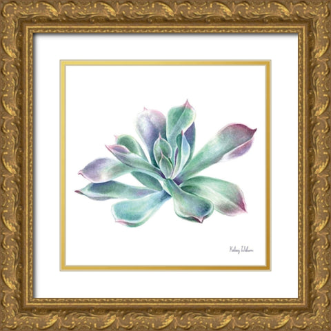 Single Succulents III Gold Ornate Wood Framed Art Print with Double Matting by Wilson, Kelsey