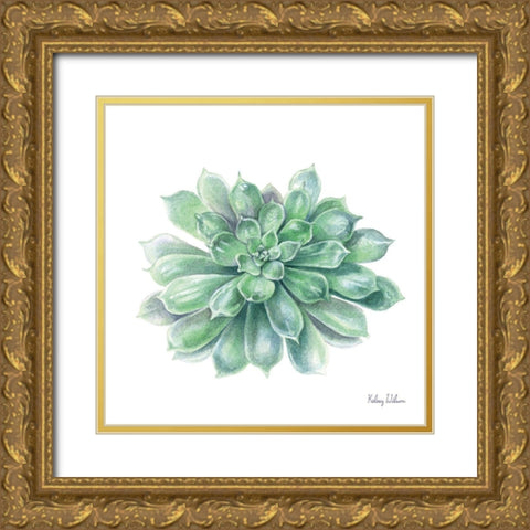 Single Succulents IV Gold Ornate Wood Framed Art Print with Double Matting by Wilson, Kelsey