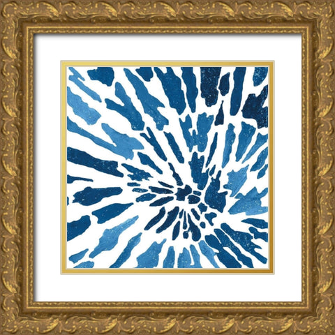 Blue Floral Burst I Gold Ornate Wood Framed Art Print with Double Matting by Lee C