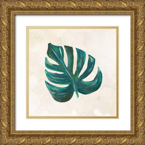 Tropical Leaves III Gold Ornate Wood Framed Art Print with Double Matting by Lee C