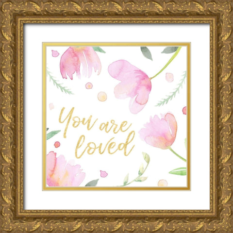 Soft Pink Flowers II-Loved Gold Ornate Wood Framed Art Print with Double Matting by Noonday Design