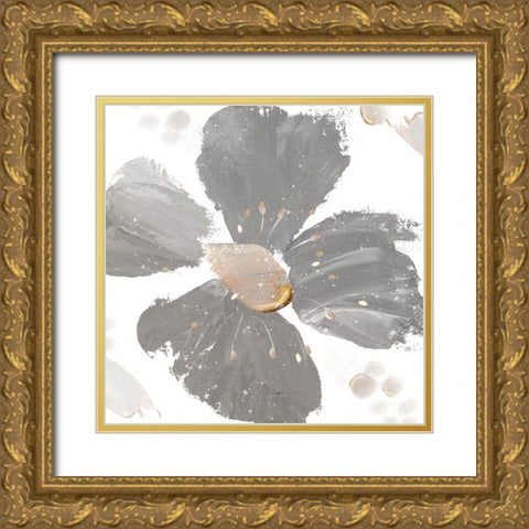 Contemporary Floral Gray I Gold Ornate Wood Framed Art Print with Double Matting by Northern Lights