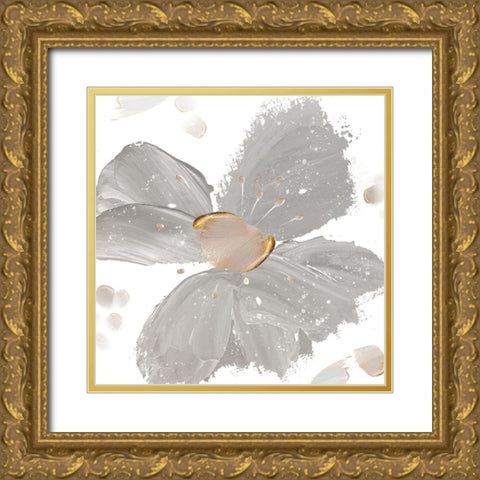 Contemporary Floral Gray II Gold Ornate Wood Framed Art Print with Double Matting by Northern Lights