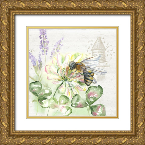Honey Bee I Gold Ornate Wood Framed Art Print with Double Matting by Tre Sorelle Studios