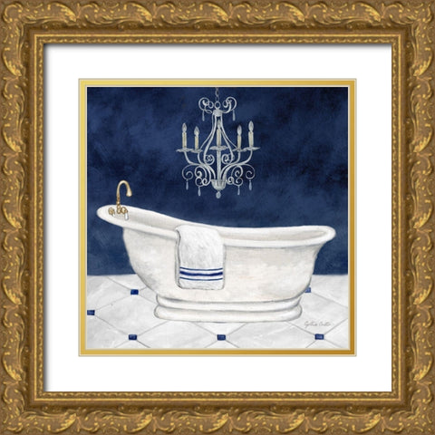 Navy Blue Bath I Gold Ornate Wood Framed Art Print with Double Matting by Coulter, Cynthia