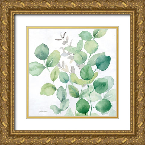 Eucalyptus Leaves I Gold Ornate Wood Framed Art Print with Double Matting by Coulter, Cynthia
