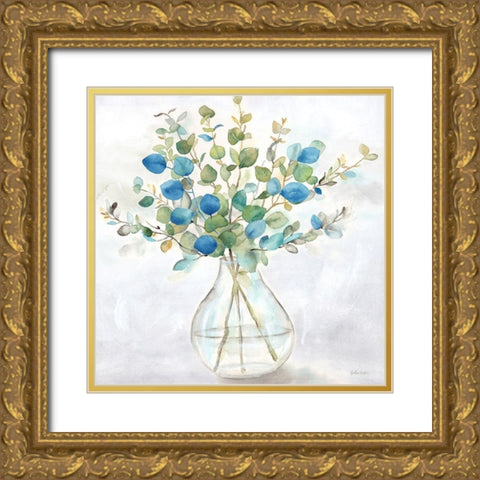 Eucalyptus Vase Navy II Gold Ornate Wood Framed Art Print with Double Matting by Coulter, Cynthia