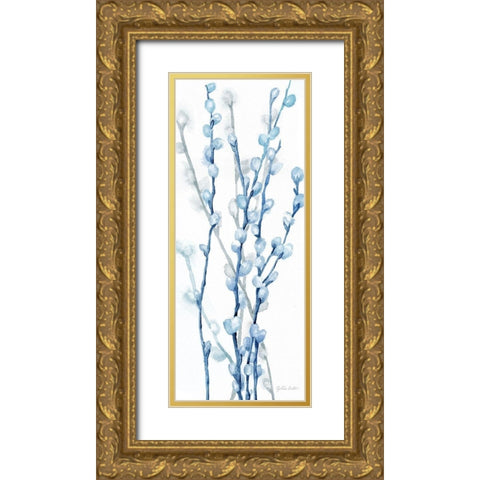 Indigo Botanical panel II Gold Ornate Wood Framed Art Print with Double Matting by Coulter, Cynthia