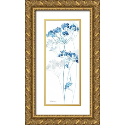 Indigo Botanical panel IV Gold Ornate Wood Framed Art Print with Double Matting by Coulter, Cynthia