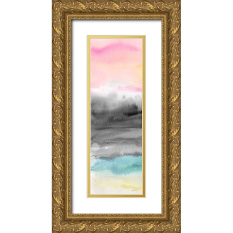 Pink Sunset Abstract panel I Gold Ornate Wood Framed Art Print with Double Matting by Coulter, Cynthia