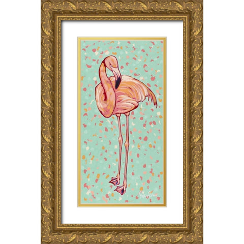 Flamingo panel I Gold Ornate Wood Framed Art Print with Double Matting by Augustine, Jodi