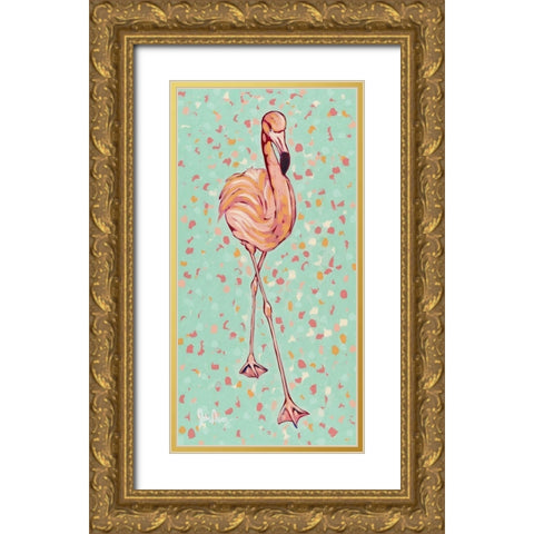 Flamingo panel II Gold Ornate Wood Framed Art Print with Double Matting by Augustine, Jodi