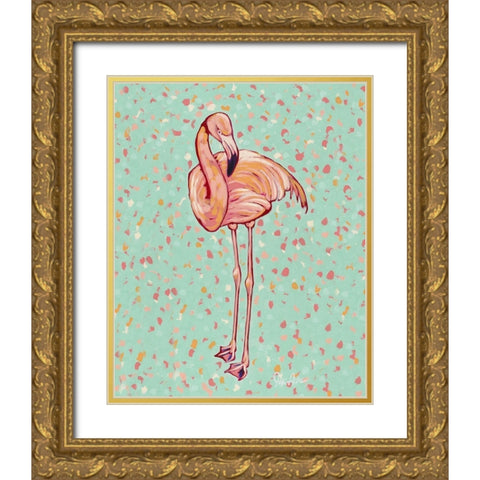 Flamingo portrait I Gold Ornate Wood Framed Art Print with Double Matting by Augustine, Jodi