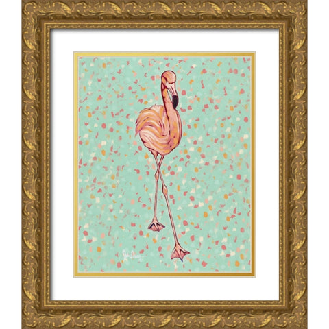 Flamingo portrait II Gold Ornate Wood Framed Art Print with Double Matting by Augustine, Jodi