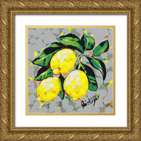 Fruit Sketch Lemons Gold Ornate Wood Framed Art Print with Double Matting by Augustine, Jodi