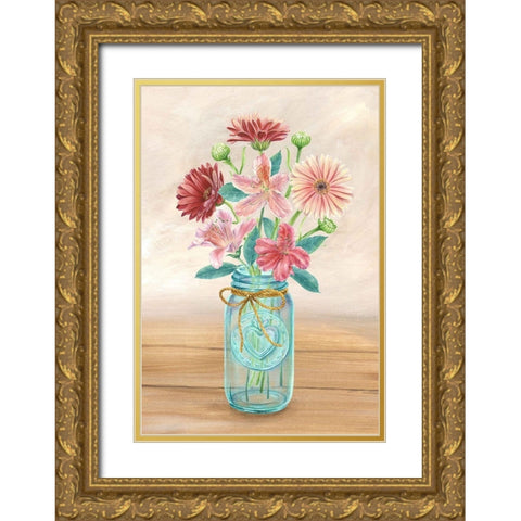 Floral Jar I Gold Ornate Wood Framed Art Print with Double Matting by Wilson, Kelsey