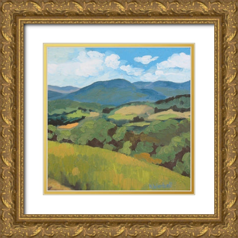 Green Hills square Gold Ornate Wood Framed Art Print with Double Matting by Wentzell, Kristina