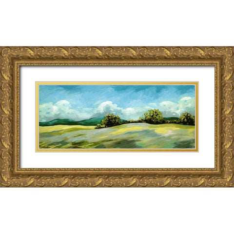 Lavender Breeze panel green Gold Ornate Wood Framed Art Print with Double Matting by Wentzell, Kristina