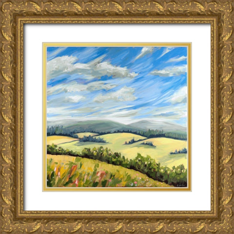 Wildeflower meadow Gold Ornate Wood Framed Art Print with Double Matting by Wentzell, Kristina