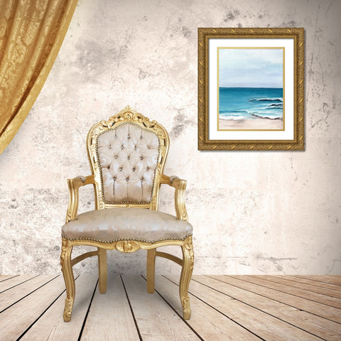 Oceanside View I Gold Ornate Wood Framed Art Print with Double Matting by Chapman, Marcy