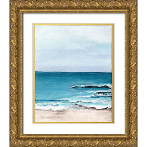 Oceanside View I Gold Ornate Wood Framed Art Print with Double Matting by Chapman, Marcy