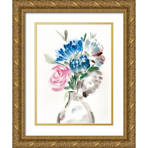Floral Vase II Gold Ornate Wood Framed Art Print with Double Matting by Chapman, Marcy