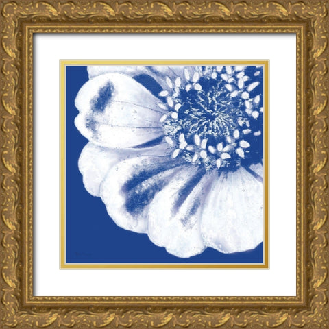 Flower Pop blue II Gold Ornate Wood Framed Art Print with Double Matting by Cusson, Marie Elaine