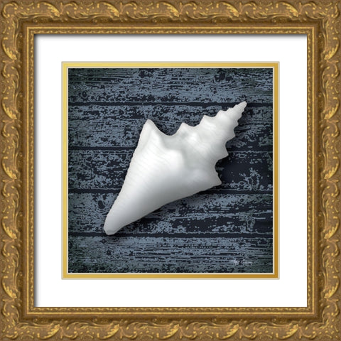 Seashore Shells Navy III Gold Ornate Wood Framed Art Print with Double Matting by Cusson, Marie Elaine