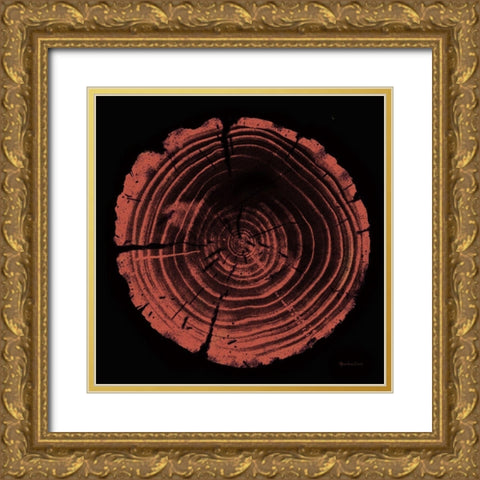 Tree Trunk peach on black Gold Ornate Wood Framed Art Print with Double Matting by Cusson, Marie Elaine