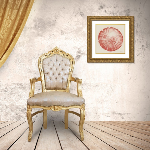 Tree Trunk peach on cream Gold Ornate Wood Framed Art Print with Double Matting by Cusson, Marie Elaine