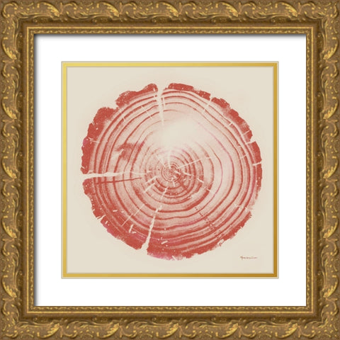 Tree Trunk peach on cream Gold Ornate Wood Framed Art Print with Double Matting by Cusson, Marie Elaine