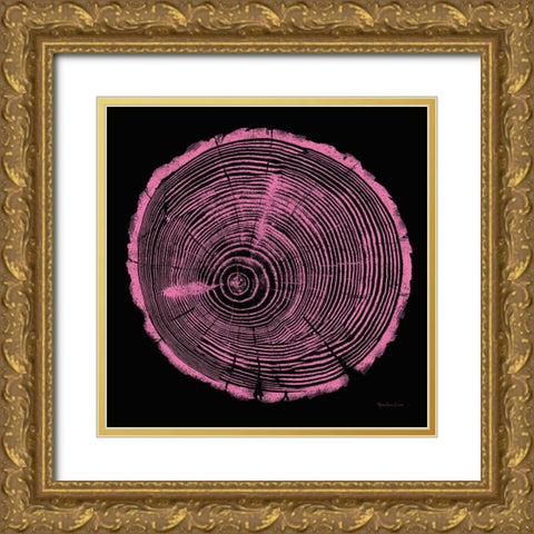 Tree Trunk pink on black Gold Ornate Wood Framed Art Print with Double Matting by Cusson, Marie Elaine