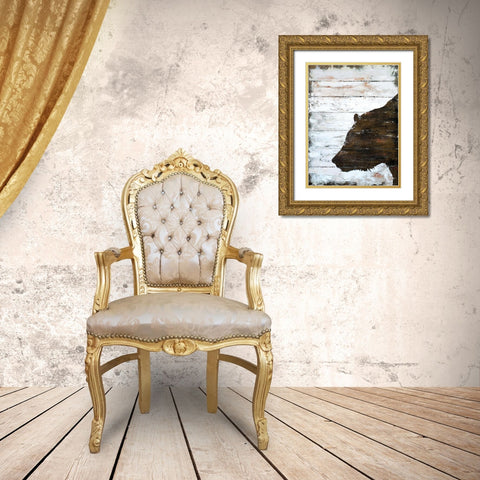 Wild Bear portrait Gold Ornate Wood Framed Art Print with Double Matting by Cusson, Marie Elaine
