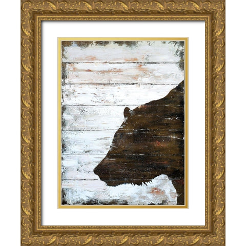 Wild Bear portrait Gold Ornate Wood Framed Art Print with Double Matting by Cusson, Marie Elaine