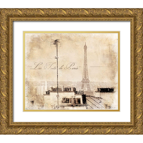 Les Toits De Paris Gold Ornate Wood Framed Art Print with Double Matting by Cusson, Marie Elaine
