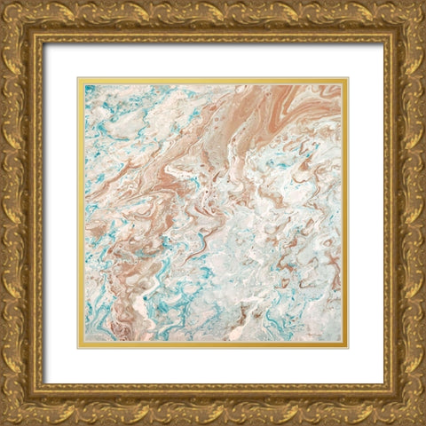 Wild Lagoons Abstract Gold Ornate Wood Framed Art Print with Double Matting by Cusson, Marie Elaine