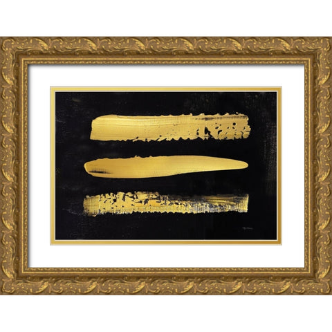Golden Stripes I Gold Ornate Wood Framed Art Print with Double Matting by Cusson, Marie Elaine