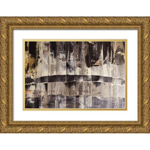 Neutral Stripes I Gold Ornate Wood Framed Art Print with Double Matting by Cusson, Marie Elaine