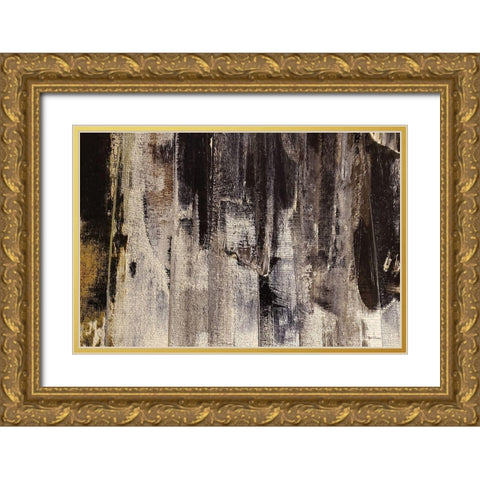 Neutral Stripes II Gold Ornate Wood Framed Art Print with Double Matting by Cusson, Marie Elaine