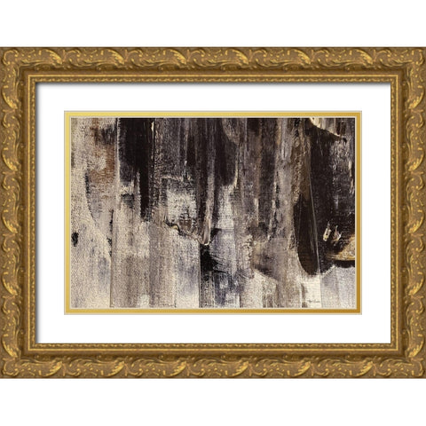 Neutral Stripes III Gold Ornate Wood Framed Art Print with Double Matting by Cusson, Marie Elaine